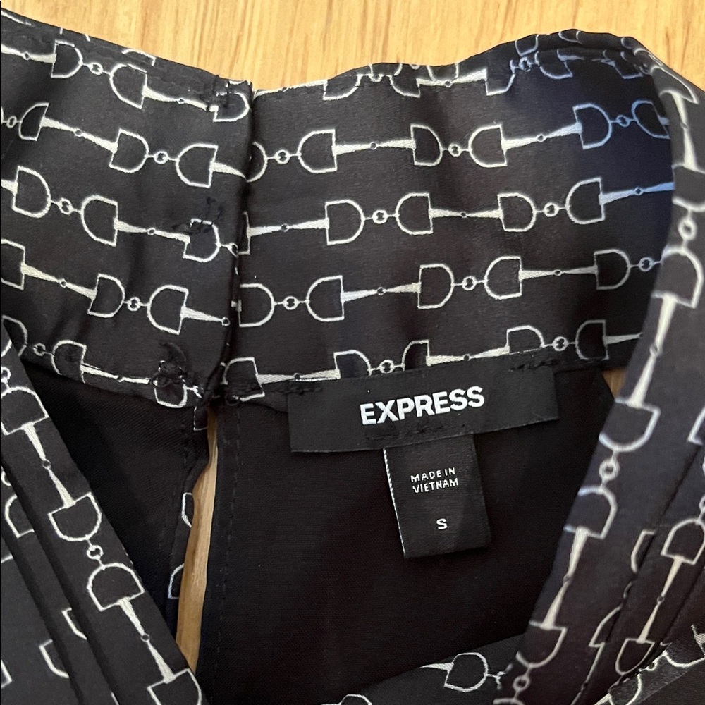 Express Black Patterned Halter Blouse - image 2